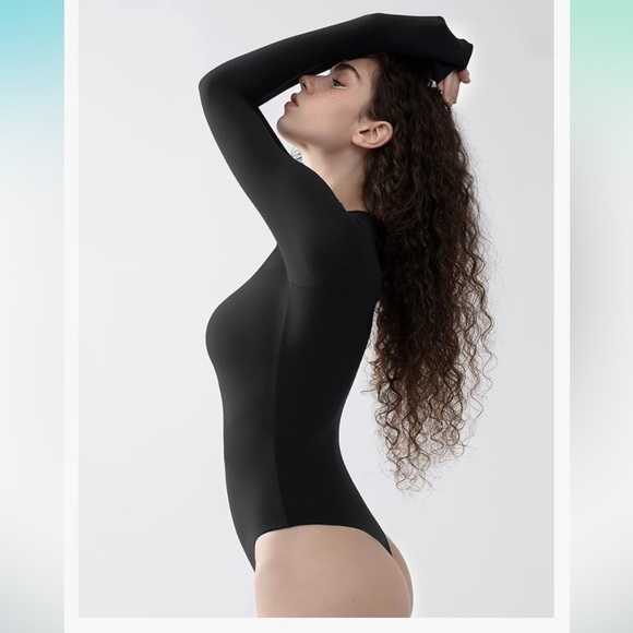 NWT PUMIEY Women's Crew Neck Long Sleeve Bodysuit black medium - Picture 2 of 5
